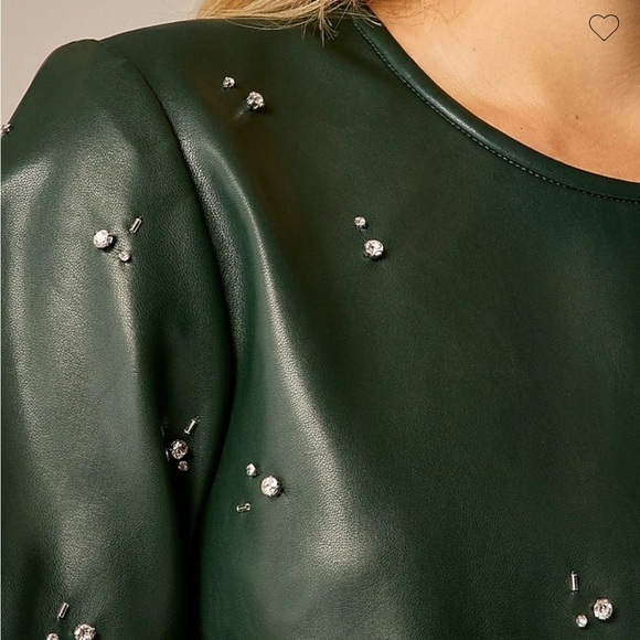 J crew army green Collection mini dress in embellished faux leather - Picture 2 of 5